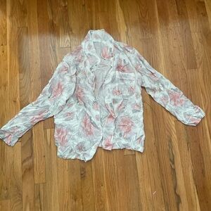 Eberjey Pink and Grey Button Down Sleep Shirt